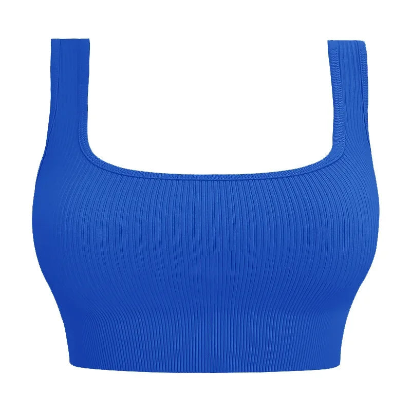 Ribbed Backless Sports Yoga Bra
