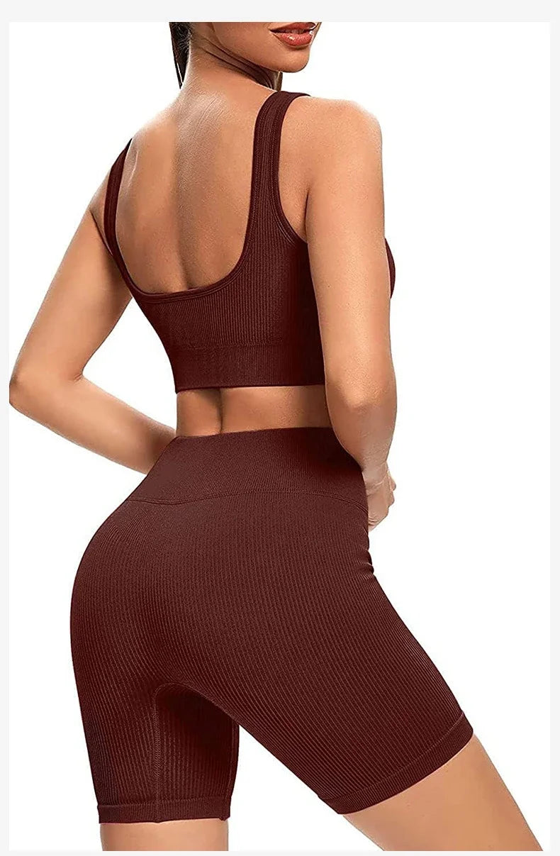 Ribbed Backless Sports Yoga Bra