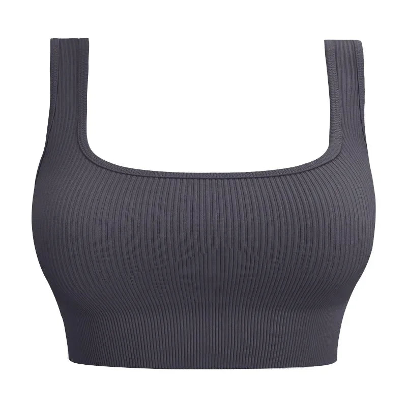 Ribbed Backless Sports Yoga Bra