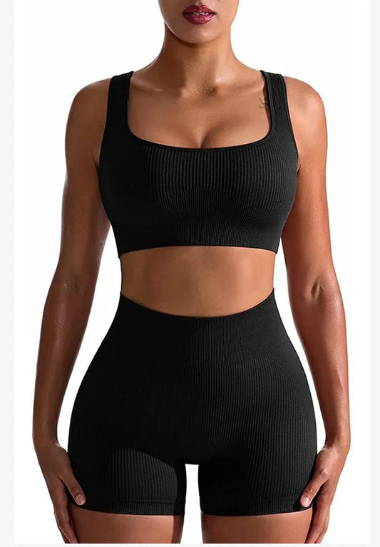 Ribbed Backless Sports Yoga Bra