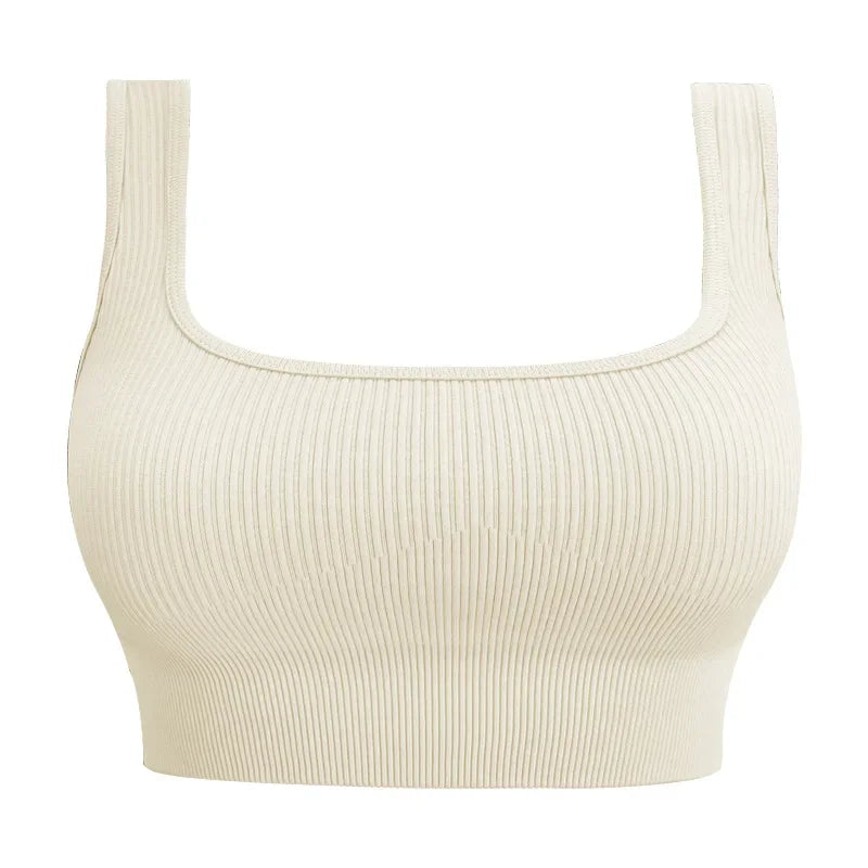 Ribbed Backless Sports Yoga Bra