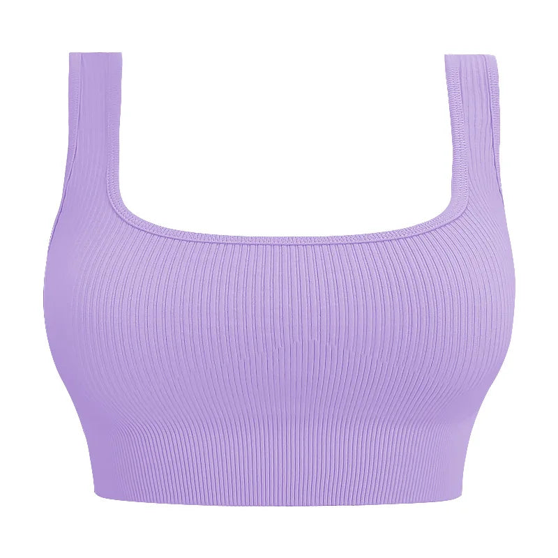 Ribbed Backless Sports Yoga Bra