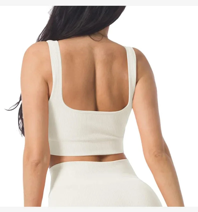 Ribbed Backless Sports Yoga Bra