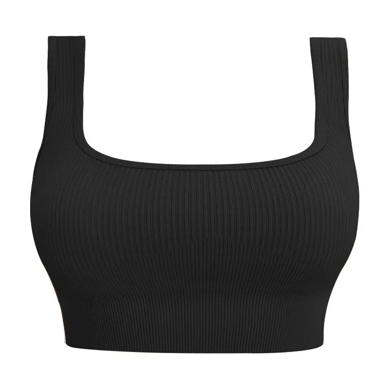 Ribbed Backless Sports Yoga Bra