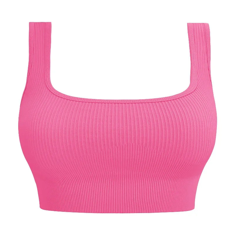 Ribbed Backless Sports Yoga Bra
