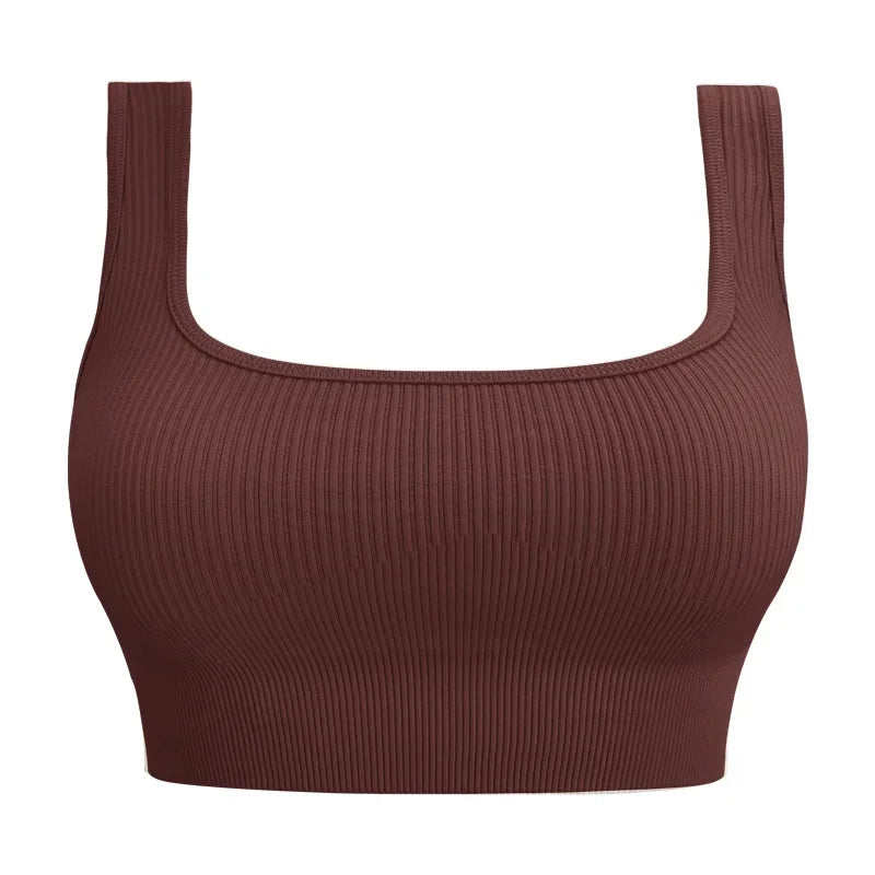 Ribbed Backless Sports Yoga Bra
