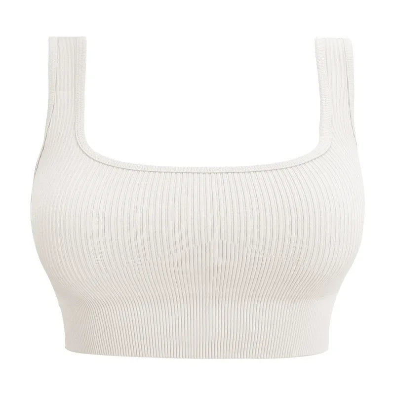 Ribbed Backless Sports Yoga Bra